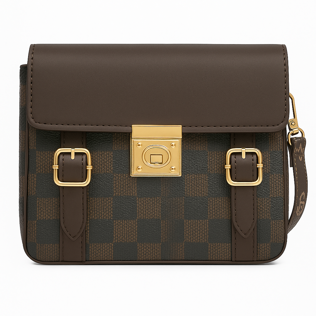 Classic Checkered Crossbody Handbag - Image 3